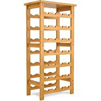 Homfa Botellero para 24 Botellas de Vino Botellero de Bambú con Portavaso de 7 Niveles 47x29x94cm
